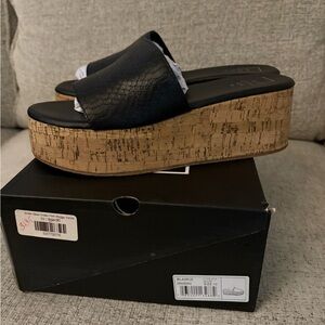 Shu Shop Brielle Black Snake Print Wedge Sandals